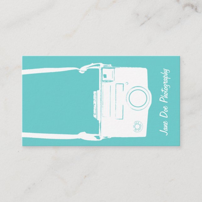 Tarjeta De Visita Ilustracion de película fotográfica retro azul de  (Anverso)