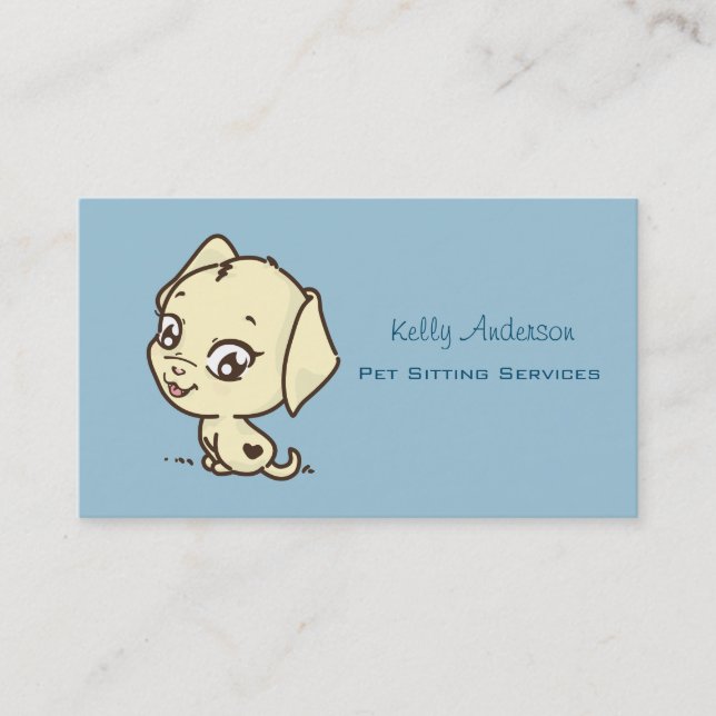 Tarjeta De Visita Ilustracion de perro con cachorro (Anverso)