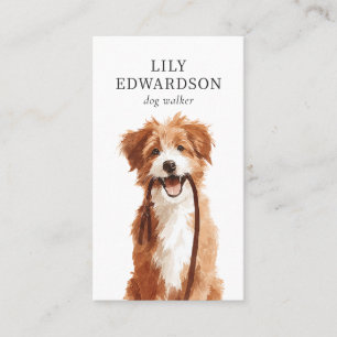Tarjeta De Visita Ilustración de perro lindo cuidador de mascotas pa