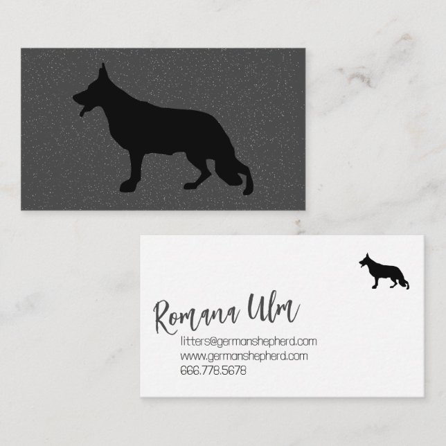 Tarjeta De Visita Ilustracion de perro pastor negro (Anverso / Reverso)