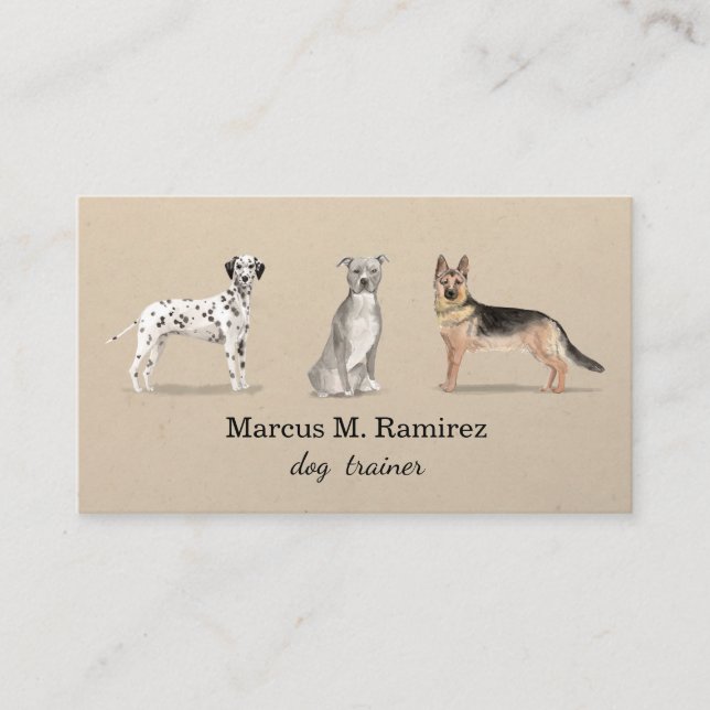 Tarjeta De Visita Ilustracion de perros de acuarela de entrenamiento (Anverso)