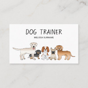 Tarjeta De Visita Ilustración de perros de dibujos animados lindos -