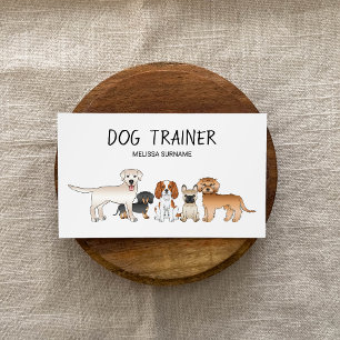 Tarjeta De Visita Ilustración de perros de dibujos animados lindos -