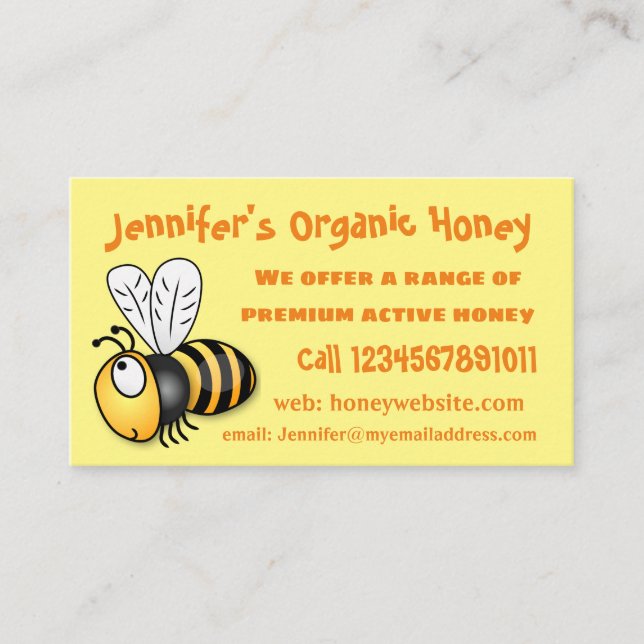 Tarjeta De Visita Ilustracion de personalizado de abejas alegres (Anverso)