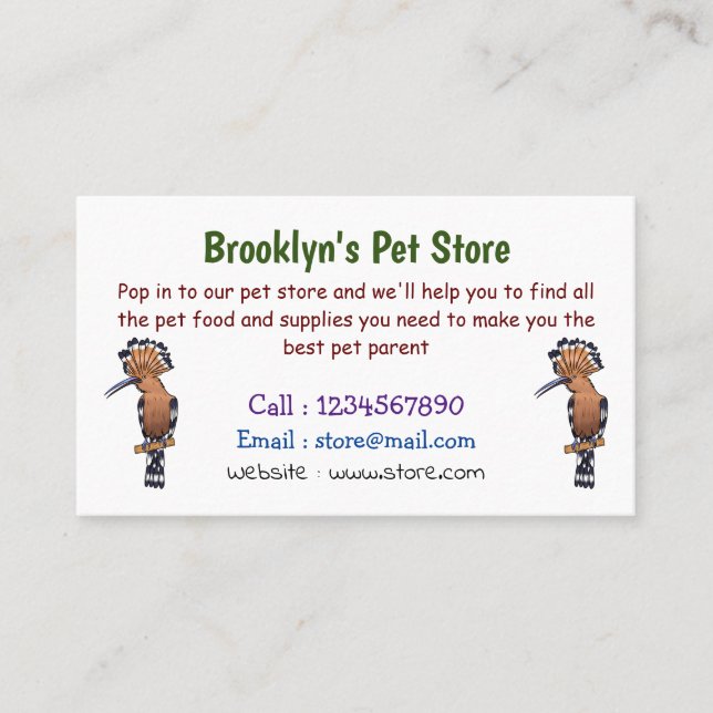 Tarjeta De Visita Ilustracion de personalizado de aves pepitas de Eu (Anverso)