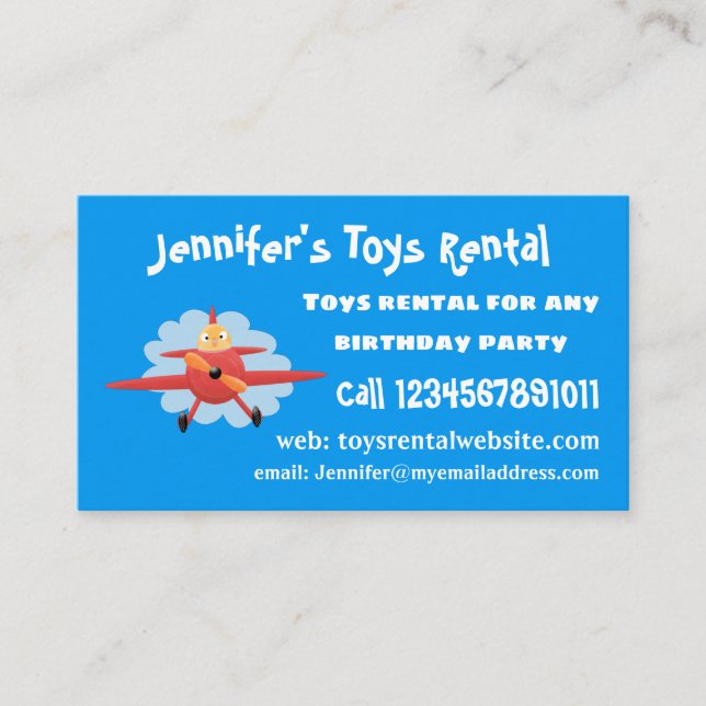 Tarjeta De Visita Ilustracion de personalizado de avión rojo que vue (Anverso)
