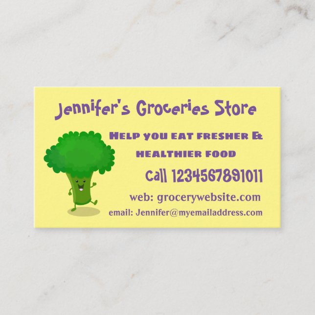 Tarjeta De Visita Ilustracion de personalizado de brócoli de baile c (Anverso)