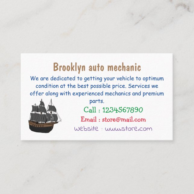 Tarjeta De Visita Ilustracion de personalizado de buques piratas (Anverso)