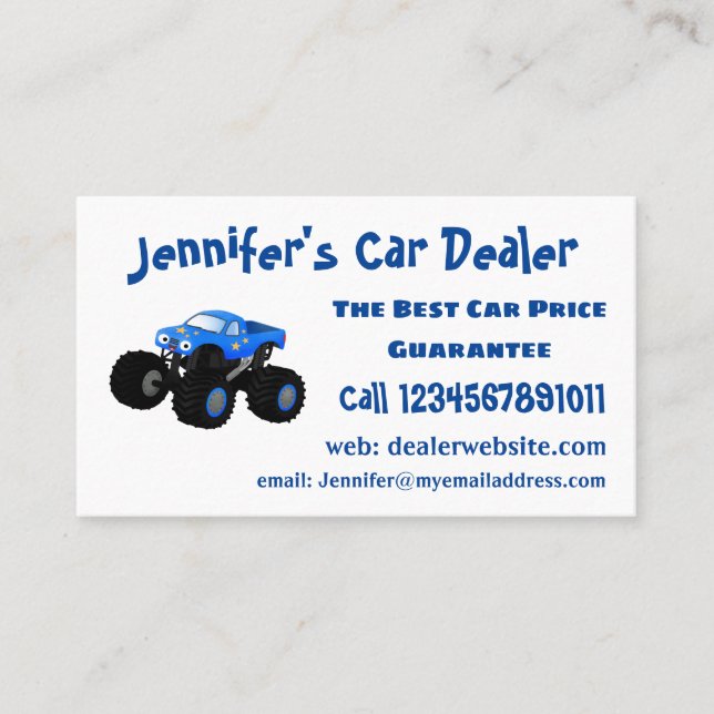 Tarjeta De Visita Ilustracion de personalizado de camión monstruoso  (Anverso)