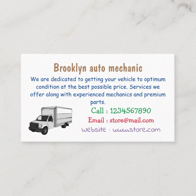 Tarjeta De Visita Ilustracion de personalizado de camiones de cajas (Anverso)