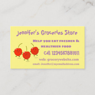 Tarjeta De Visita Ilustracion de personalizado de cerezas rojas de s