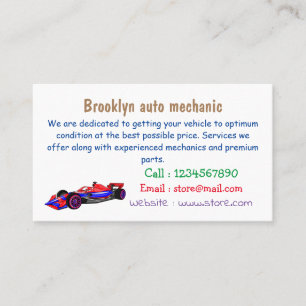 Tarjeta De Visita Ilustracion de personalizado de coches de carreras