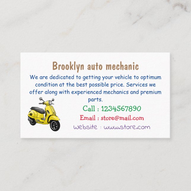 Tarjeta De Visita Ilustracion de personalizado de motocicleta con ci (Anverso)