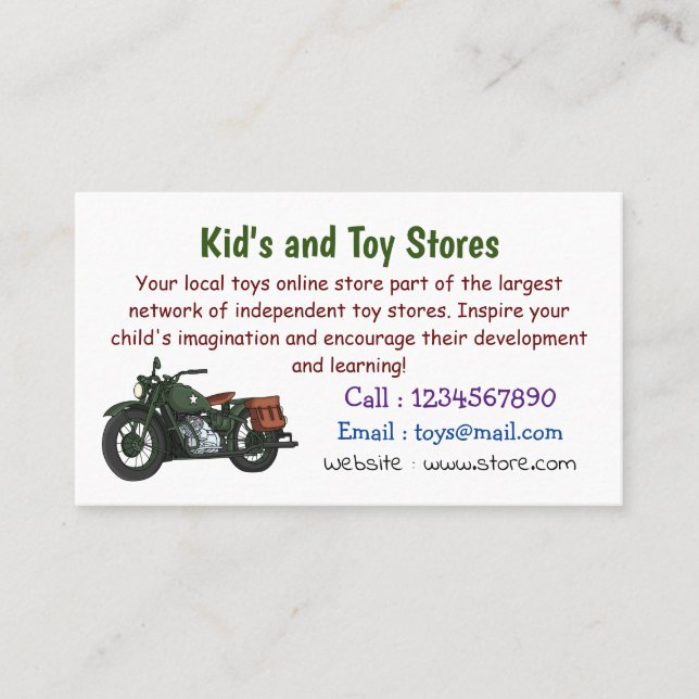 Tarjeta De Visita Ilustracion de personalizado de motocicleta de cru (Anverso)