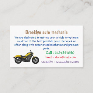 Tarjeta De Visita Ilustracion de personalizado de motocicleta de cru