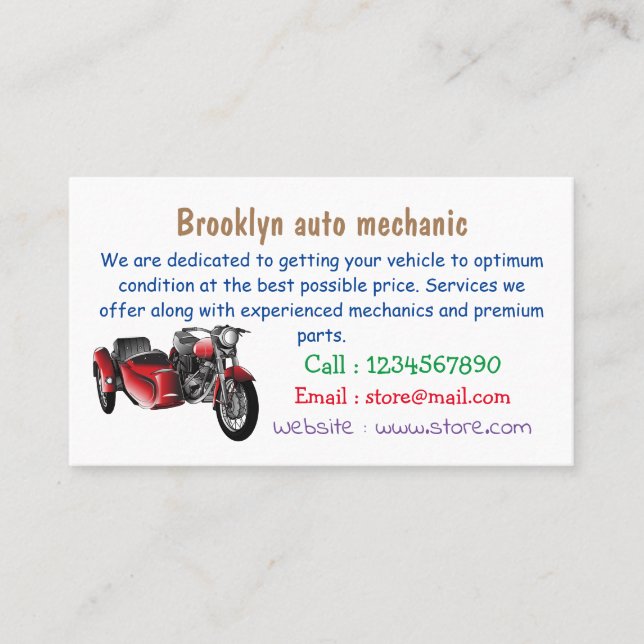 Tarjeta De Visita Ilustracion de personalizado de motocicletas Sidec (Anverso)