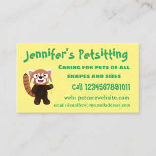 Tarjeta De Visita Ilustracion de personalizado de panda rojo