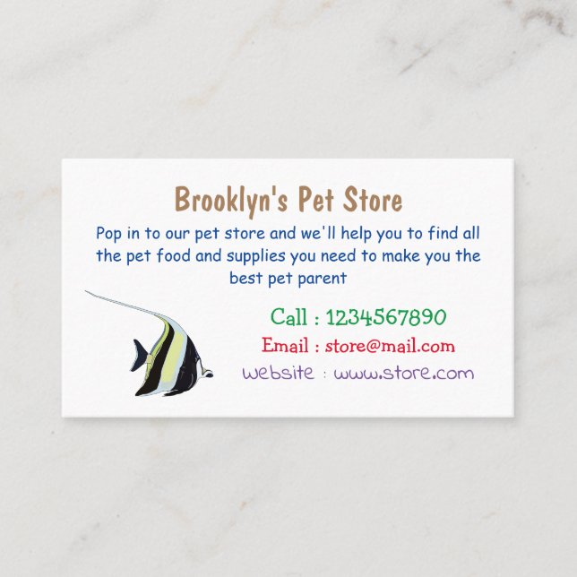 Tarjeta De Visita Ilustracion de personalizado de peces moro (Anverso)