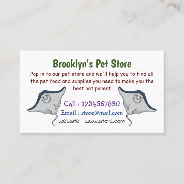 Tarjeta De Visita Ilustracion de personalizado de pescado de Stingra (Anverso)