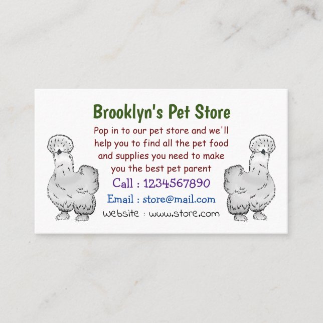 Tarjeta De Visita Ilustracion de personalizado de pollo de Silkie (Anverso)