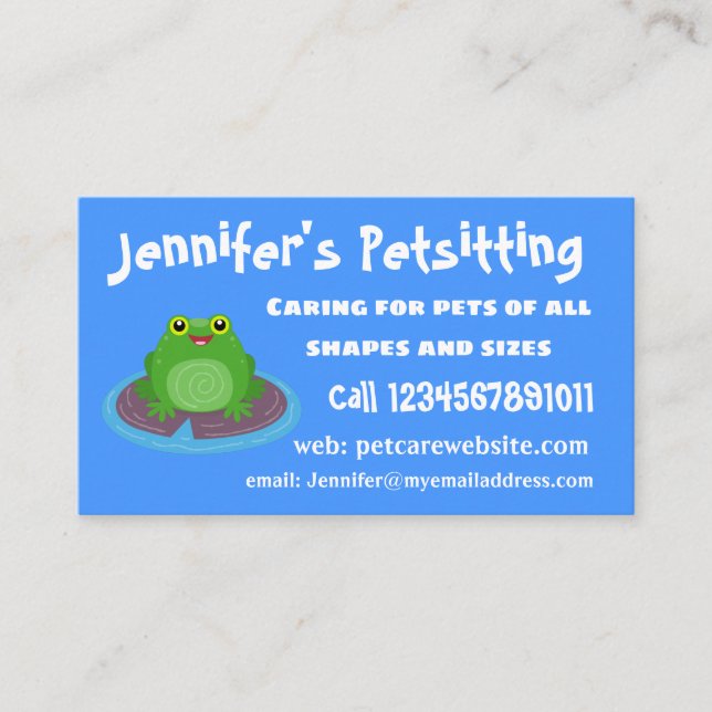 Tarjeta De Visita Ilustracion de personalizado de rana verde alegre (Anverso)