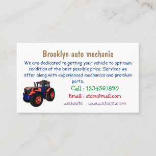 Tarjeta De Visita Ilustracion de personalizado de tractores