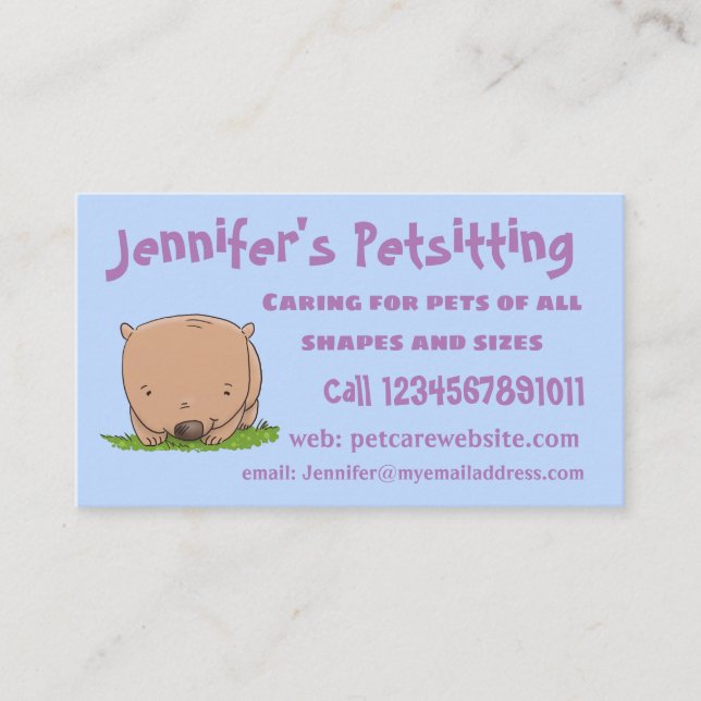 Tarjeta De Visita Ilustracion de personalizado de wombat para bebé l (Anverso)