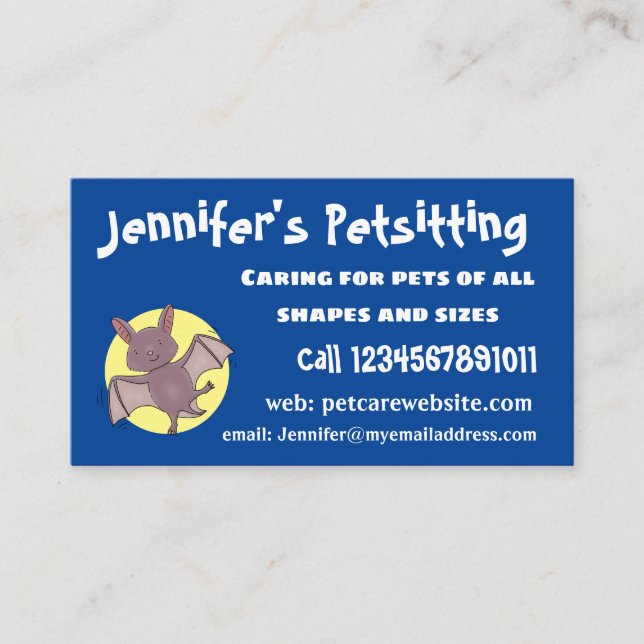 Tarjeta De Visita Ilustracion de personalizado volador de bate de be (Anverso)