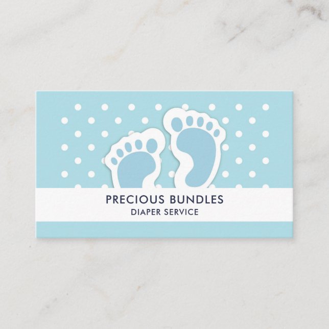 Tarjeta De Visita Ilustracion de pies de niño pequeño azul (Anverso)