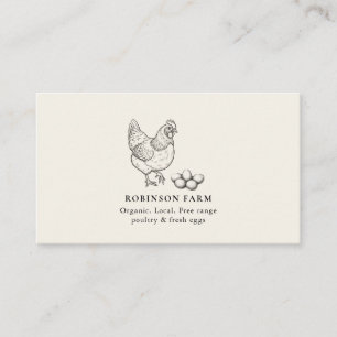 Tarjeta De Visita Ilustración de pollo rústico Huevos frescos Granje