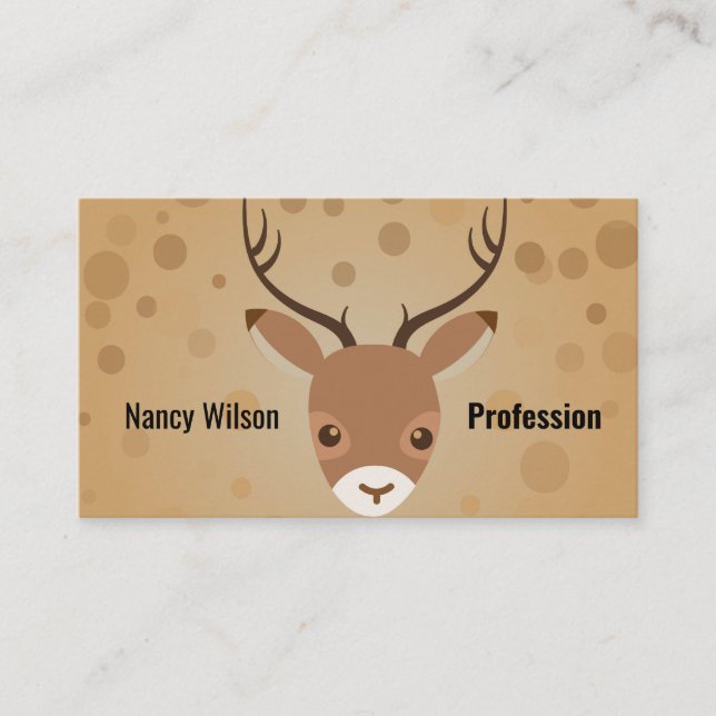 Tarjeta De Visita ilustracion de renos sobre fondo marrón (Anverso)
