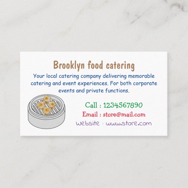 Tarjeta De Visita Ilustracion de Shumai dim sum personalizado (Anverso)