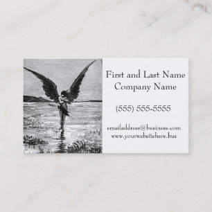 Tarjeta De Visita Ilustracion del carbón de leña del ángel del