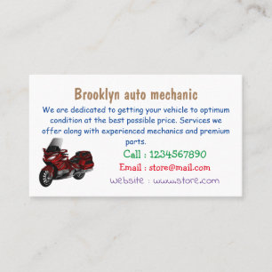Tarjeta De Visita Ilustracion del personalizado de motocicleta de To