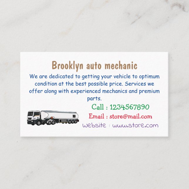 Tarjeta De Visita Ilustracion del personalizado de transporte de com (Anverso)