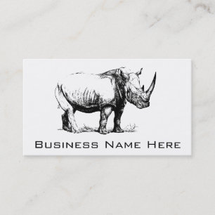 Tarjeta De Visita Ilustracion del rinoceronte del vintage, animal