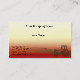 Tarjeta De Visita Ilustracion del tractor de la puesta del sol