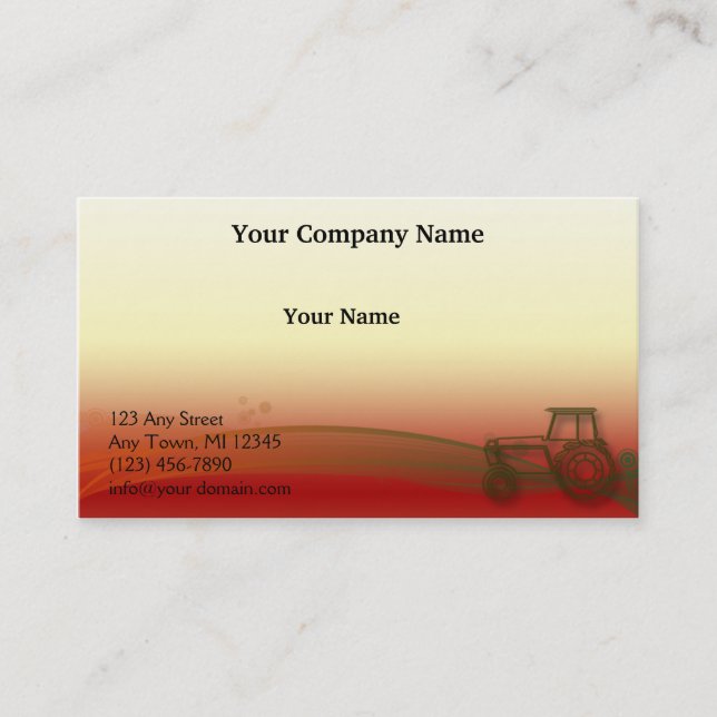 Tarjeta De Visita Ilustracion del tractor de la puesta del sol (Anverso)