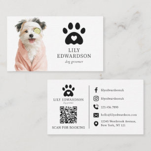 Tarjeta De Visita Ilustración Divertida y Bonita Código QR para Pelu
