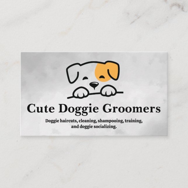 Tarjeta De Visita Ilustracion Doggie | Groomers (Anverso)