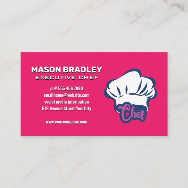 Tarjeta De Visita Ilustracion estilo Gorra Chef moderno (Anverso)