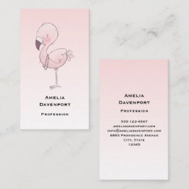 Tarjeta De Visita Ilustracion Flamingo Rosa
