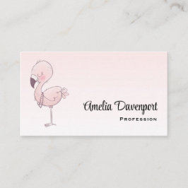 Tarjeta De Visita Ilustracion Flamingo Rosa