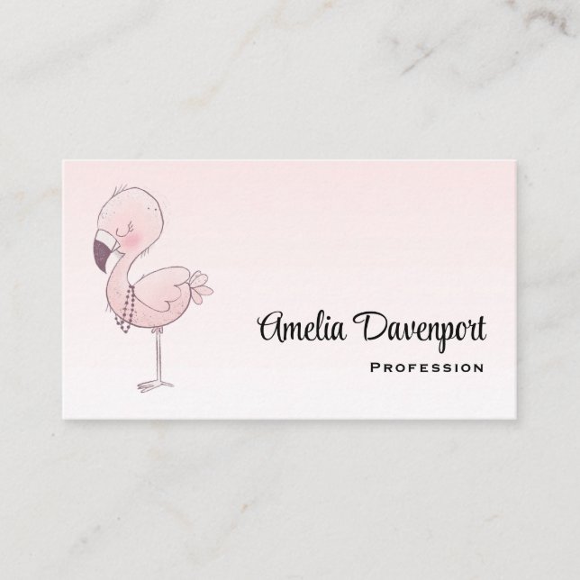 Tarjeta De Visita Ilustracion Flamingo Rosa (Anverso)