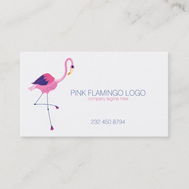 Tarjeta De Visita Ilustracion Flamingo Rosa (Anverso)