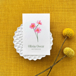 Tarjeta De Visita Ilustración floral rosa moderna de flores colorida