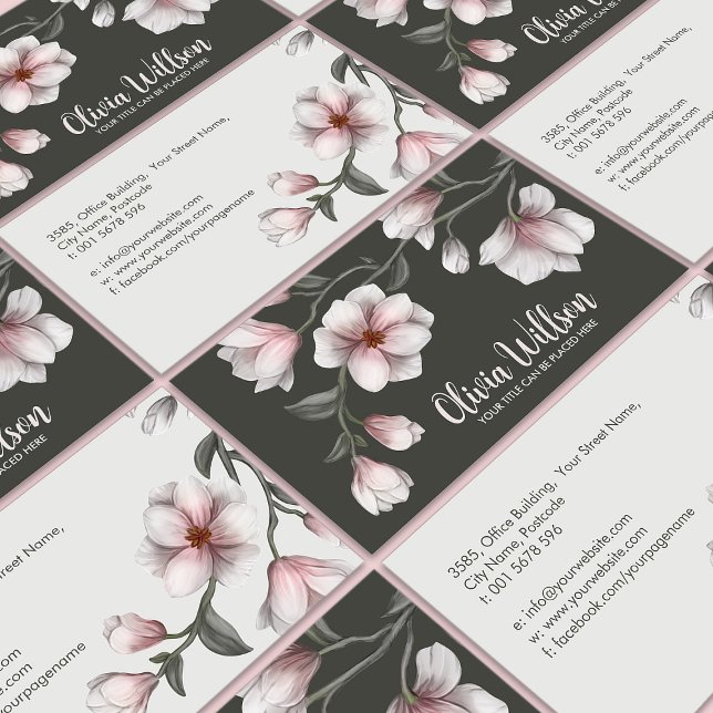 Tarjeta De Visita Ilustracion Flores de Magnolia (Subido por el creador)
