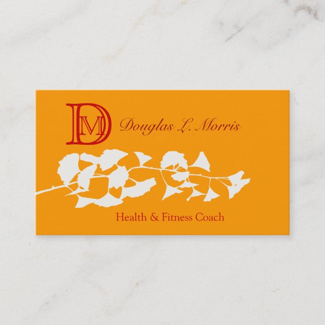 Tarjeta De Visita Ilustracion Ginkgo    con monograma (Anverso)