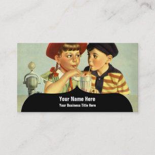 Tarjeta De Visita Ilustracion joven del vintage de los amantes