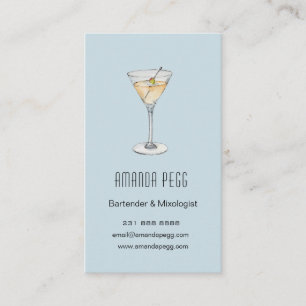 Tarjeta De Visita Ilustración moderna de Martini Bartender Mixólogo